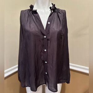 Mille Resort & Travel Off Black/Brown Sheer Button Down